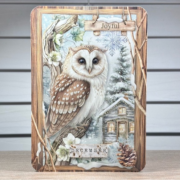 Handmade Owl Christmas Greeting Card - Picture 1 of 1